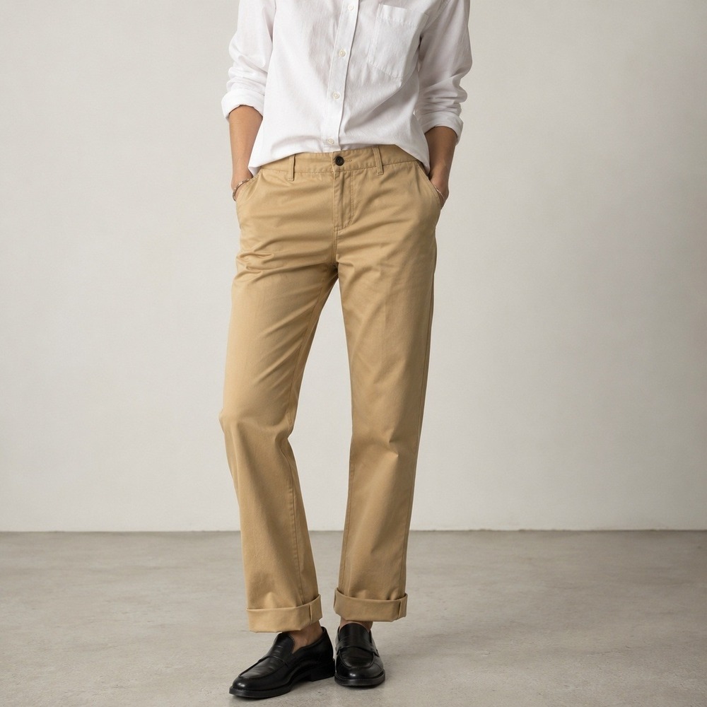 Wildfang Essential Trouser Tan Chino Khakis Straight Leg NWT 10 Androgynous Prep